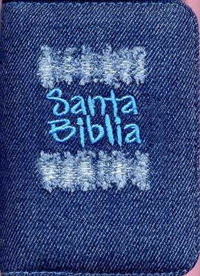 Biblia desgaste azul con cierre