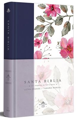 Biblia Letra Grande Morada con Flores