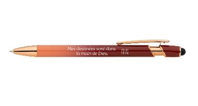 Stylo alu Princy bordeaux  "Mes destinées sont dans la main de Dieu." Ps 31.15-16