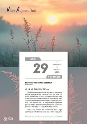 Vivre aujourd'hui calendrier plaque 2027