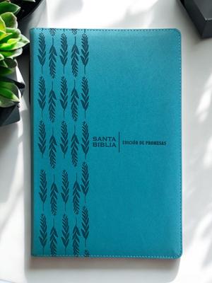 RVR 1960 Biblia de Promesas Letra Gigante (Piel Especial, turquesa, zíper)
