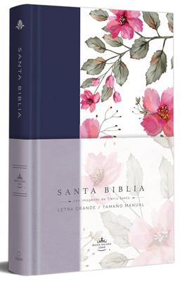 RVR 1960 Biblia Letra Grande Flores Azul (Zíper, Letra Grande, Canto Dorado)