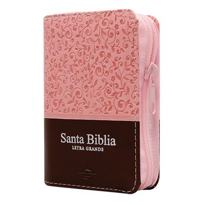 Biblia RVR60 Mini Imitación Piel Rosa Marrón Cierre