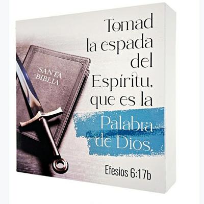 Cuadro de Sobremesa Tomad la Espada (Madera)