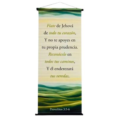 Pergamino de Lona Grande Impreso a Color - Fíate de Jehová de todo tu Corazón