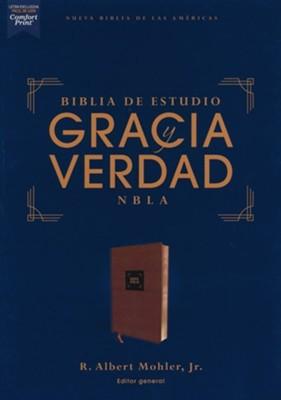 NBLA Biblia De Estudio Gracia y Verdad (Imitación Piel Marrón)