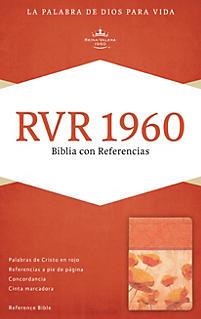Biblia Compacta Imitación Piel Naranja Floral