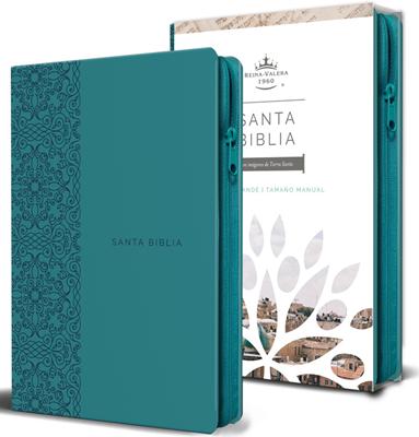 RVR 1960 Biblia Tierra Santa Letra Grande (Símil piel, Zíper, Aguamarina)