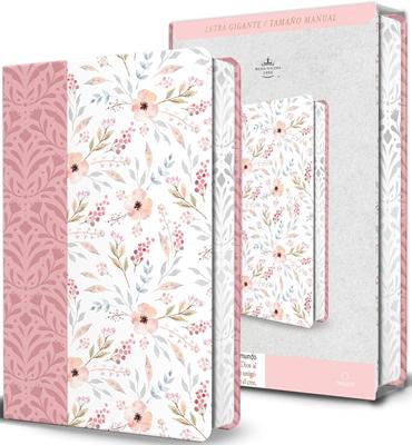 Biblia RVR60 Rosada Flores Letra Gigante/ Imitacion Piel/ Canto Pintado