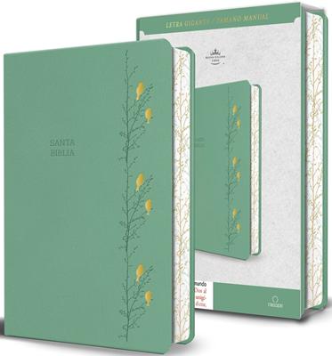 Biblia RVR60 Verde Pajaros Letra Gigante/ Imitacion Piel/ Cantos Pintado