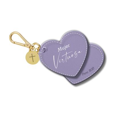 Llavero Corazón (imitación piel, Morado)