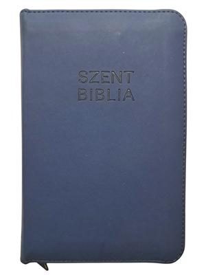 Biblia Károli mini kék cipzáras