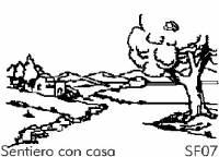 Sentiero con casa - Sfondo su flanella