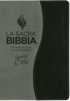 Bibbia da studio Spirito e Vita in Similpelle Bicolore Grigio/Nero