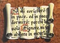 Cartolina "Io mi coricherò in pace, ed in pace dormirò, perchè tu solo Signore, mi fai abitare in sicurtà"