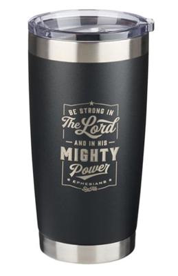 Mug  de voyage en acier inoxydable Be strong with the Lord -  avec paille réutilisable
