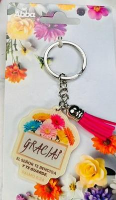 Llavero Acrílico con Tassel - Gracias Flores