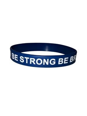 Szilikon karkötő angol felirattal "Be strong, be brave, be fearless Joshua 1:9" sötétkék