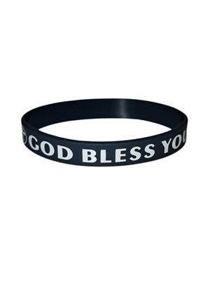 Szilikon karkötő angol felirattal "God Bless you" sötét szürke