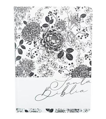 Biblia de Apuntes Floreada Blanca y Negra