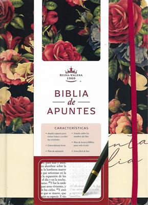 Biblia de Apuntes Floreada Azul Oscuro