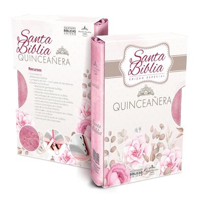 Biblia RVR60 Compacta Quinceañera Imit Piel Rosa/Café