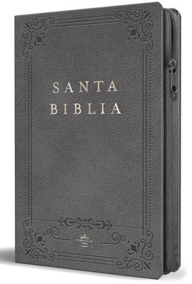 Biblia RVR60 LG Tamaño Manual Simi Piel Gris Cierre Índice