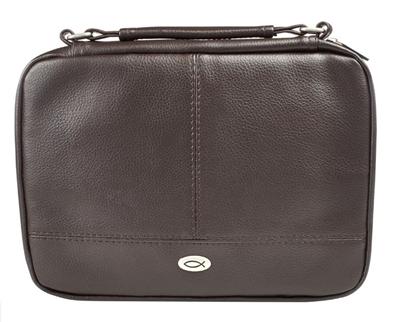 Pochette organiseur large simili-cuir marron
