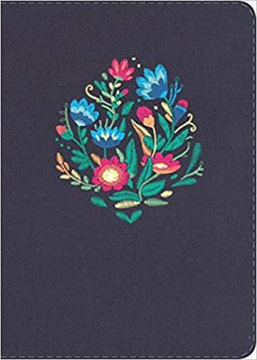 Biblia Compacta Letra Grande Azul Bordado Sobre Tela