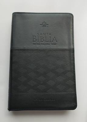 Biblia RV60 PU Negro Con Cierre Y Canto Plateado
