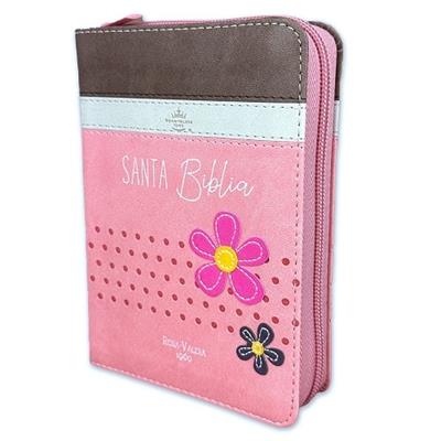 Biblia RVR60 025 cz PJR Primor Café/Beige/Rosa con flores