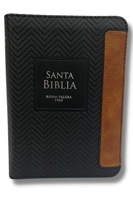 Biblia RVR60/025czti/Geometrico Negro/Cafe/Imitacion Piel Alta Calidad