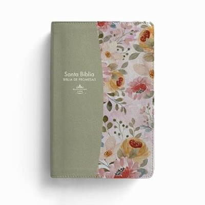 Santa Biblia de Promesas Reina-Valera 1960 / Letra Gigante - 13 Puntos / Piel Especial con Índice y Cierre / Floral / Verde