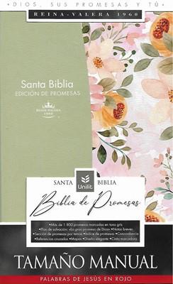 Biblia De Promesas Manual/ LG Verde Floral Cierre con Índice