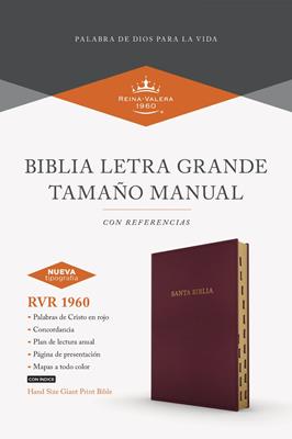 Biblia RVR1960  Tamaño Manual Letra Grande Borgoña  con Índice