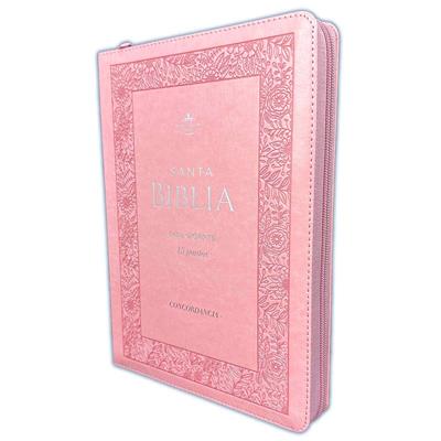Biblia /RVR6085czti/ Letra Gigante  PJR Rosa Con Flores Indice Cierre Canto Plateado