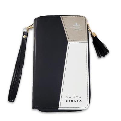 Bibllia RVR6015CZTI/ Chequera Negro/Beige/ Cierre Indice