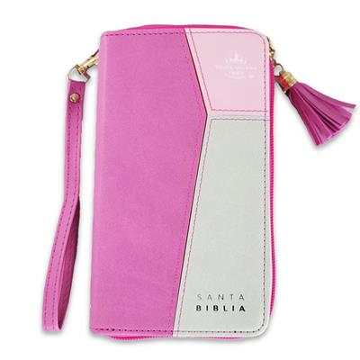 Bibllia RVR6015CZTI/ Chequera Rosa-Fucsia-Gris/ Cierre Indice
