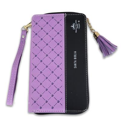 Bibllia RVR6015CZTI/ Chequera Lila-Negro/ Cierre