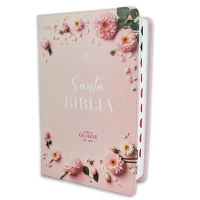 Biblia RVR1960 065CTI Rosada Flores con índice