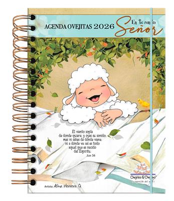 Agenda Ovejitas/ En Ti Confio Señor Verde 2026 (Rústica anillada)