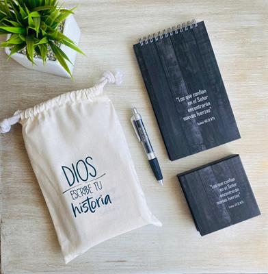 Kit De Notas Y Lapicero + Bolsa Hombre /Paper Ink