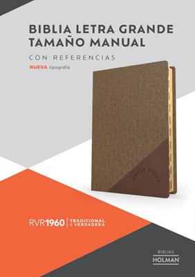 Biblia RVR1960/ Tamaño Manual Letra Grade  Cafe Duo Tono con Índice