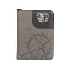 Biblia /RVR026cZTILM Gris-Negro Canto Plateado/Cierre