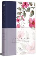 Biblia Letra Grande Morada con Flores (Tapa Dura)