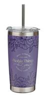 Mug  de voyage en acier inoxydable Noble Things Lavande   -  avec paille réutilisable