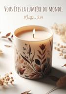 Mini carte bougie avec motifs floraux et décorations végétales