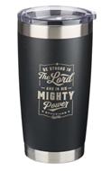 Mug  de voyage en acier inoxydable Be strong with the Lord -  avec paille réutilisable