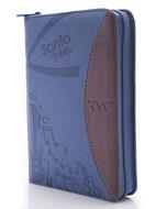 Biblia RVC Tamaño Mediano con Cierre Azul-Vinotinto Canto Plateado (Símil Piel con Zipper) [Biblia]