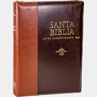 Biblia/RVR086cLSGiZ/Letra Super Gigante 19pt./Negrra-Marron (Símil Piel con Zipper)